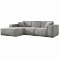 Ecksofa Luga L mit Tasten Hellgrau Samt Stoff