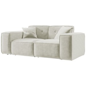 Sofa LUGA 186 cm mit Knöpfen 2-Sitzer Chenille Stoff Creme (Perfect Harmony 01)