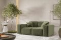 Sofa Luga 2-Stizer mit Tasten Oliv Chenille Stoff Dekor