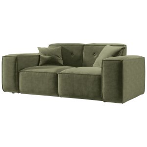 Sofa LUGA 186 cm mit Knöpfen 2-Sitzer Chenille Stoff Olivgrün (Perfect Harmony 39)