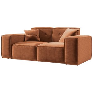 Sofa LUGA 186 cm mit Knöpfen 2-Sitzer Chenille Stoff Rostfarbe (Perfect Harmony 52)