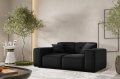 Sofa Luga 2-Sitzer mit Tasten Schwarz Samt Stoff Dekor
