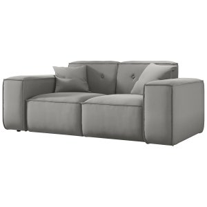 Sofa LUGA 186 cm mit Knöpfen 2-Sitzer Samt Stoff Hellgrau (Velvet Opera)
