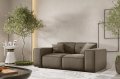 Sofa Luga mit Tasten 2-Sitzer Beige Samt Stoff Dekor