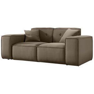 Sofa LUGA 186 cm mit Knöpfen 2-Sitzer Samt Stoff Beige (Velvet Opera) 