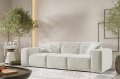 Sofa Luga mit Tasten 3-Sitzer Chenille Creme Stoff Dekor
