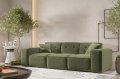 Sofa Luga mit Tasten 3-Sitzer Oliv Chenille Stoff Dekor