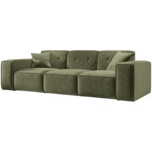 Sofa LUGA 225 cm mit Knöpfen 3-Sitzer Chenille Stoff Olivgrün (Perfect Harmony 39)
