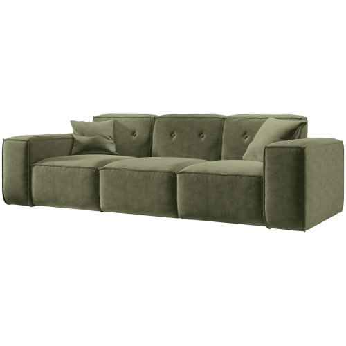 Sofa Luga mit Tasten 3-Sitzer Oliv Chenille Stoff