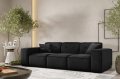 Sofa Luga mit Tasten 3-Sitzer Samt Schwarz Stoff Dekor
