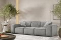 Sofa Luga mit Tasten 3-Sitzer Samt Hellgrau Stoff Dekor