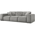 Sofa Luga mit Tasten 3-Sitzer Samt Hellgrau Stoff