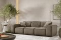 Sofa Luga mit Tasten 3-Sitzer Samt Beige Stoff Dekor
