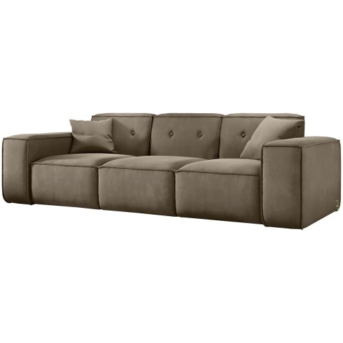 Sofa Luga mit Tasten 3-Sitzer Samt Beige Stoff