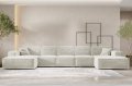 Ecksofa Luga U XL mit Tasten Chenille Creme Stoff Dekor
