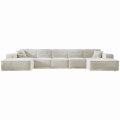 Ecksofa Luga U XL mit Tasten Chenille Creme Stoff