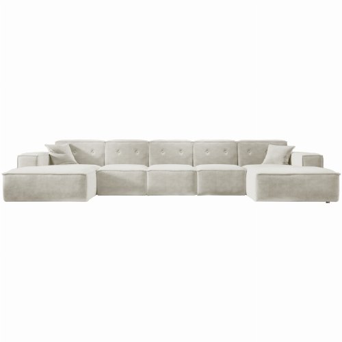 Ecksofa Luga U XL mit Tasten Chenille Creme Stoff