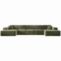 Ecksofa Luga U XL mit Tasten Chenille Oliv Stoff