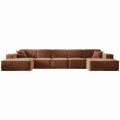 Ecksofa Luga U XL mit Tasten Rostfarbe Chenille Stoff