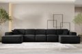 Ecksofa Luga U XL mit Tasten Samt Schwarz Stoff Dekor
