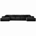 Ecksofa Luga U XL mit Tasten Samt Schwarz Stoff