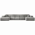 Ecksofa Luga U XL mit Tasten Hellgrau Samt Stoff