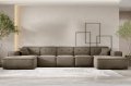Ecksofa Luga U XL mit Tasten Samt Beige Stoff Dekor