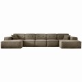 Ecksofa Luga U XL mit Tasten Samt Beige Stoff