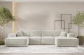 Ecksofa Luga U L mit Tasten Creme Chenille Stoff Dekor