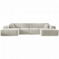 Ecksofa Luga U L mit Tasten Creme Chenille Stoff