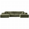 Ecksofa Luga X L mit Tasten Chenille Oliv Stoff