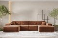 Ecksofa Luga U L mit Tasten Rostfarbe Chenille Stoff Dekor