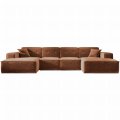 Ecksofa Luga U L mit Tasten Rostfarbe Chenille Stoff