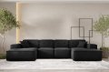 Ecksofa Luga U L mit Tasten Samt Schwarz Stoff Dekor