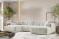 Ecksofa Luga U M mit Tasten Creme Chenille Stoff Dekor