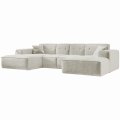 Ecksofa Luga U M mit Tasten Creme Chenille Stoff