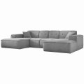 Ecksofa Luga U M mit Tasten Samt Hellgrau Stoff