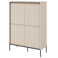 Kommode TREND TR-03 in Sandbeige Farbe mit vier Türen und LED-Beleuchtung – freigestellt auf weißem Hintergrund