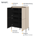 Geschnitzte Fronten und LED-Beleuchtung der TREND TR-03 Kommode – elegante Details in Nahaufnahme