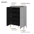 Geschnitzte Fronten und LED-Beleuchtung der TREND TR-03 Kommode – elegante Details in Nahaufnahme