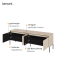 Nahaufnahme der dreidimensionalen Fronten und der integrierten LED-Beleuchtung des TV-Schranks TREND TR-05