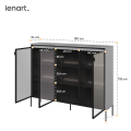 Vitrine Trend 8 Grau Abmessungen - Technische Zeichnung der Glasvitrine TREND TR‑08 in Grau mit Breite, Höhe und Tiefe