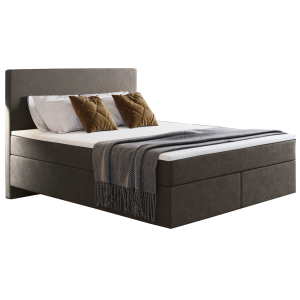 Boxspringbett SEVILLA Kopfteil Zur Auswahl Designerbett mit Topper Bett Schlafzimmer Braun (Monolith 20)
