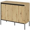 Zweitürige Kommode TREND TR-02 in Eiche Artisan mit geschnitzten Fronten und LED-Beleuchtung – freigestellt