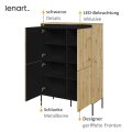Geschnitzte Fronten und LED-Beleuchtung der TREND TR-03 Kommode – elegante Details in Nahaufnahme