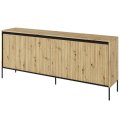 Kommode TREND TR-04 in Artisan Eiche, freistehend vor weißem Hintergrund, mit vier Türen und LED-Beleuchtung