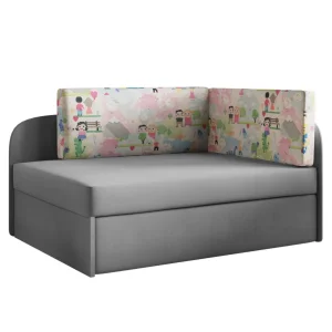 Sofa BAFI mit Schlaffunktion links/rechts Bett für Kinder mit Bettkasten Silber/Familie (Bajka 53/Casablanca32)