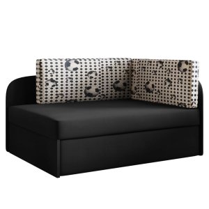 Sofa BAFI mit Schlaffunktion links/rechts Bett für Kinder mit Bettkasten Ball/Schwarz (Casablanca 16/Balle)