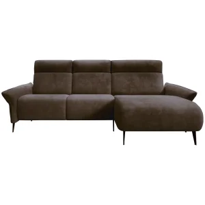 Ecksofa STEVIO – mit elektrischer Relaxfunktion, modernes Design -  Braun (Aphrodite 7)