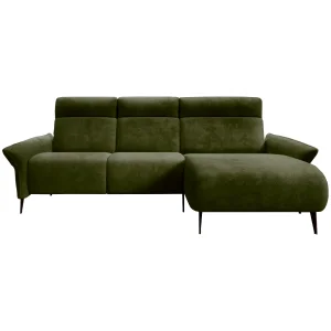 Ecksofa STEVIO – mit elektrischer Relaxfunktion, modernes Design - Olive (Aphrodite 12)